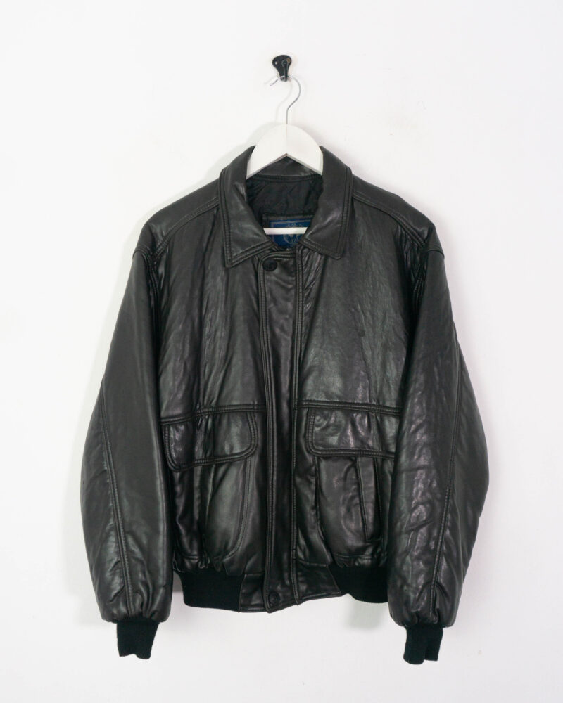 Vintage 90s black bomber jacket M - Imagen 2