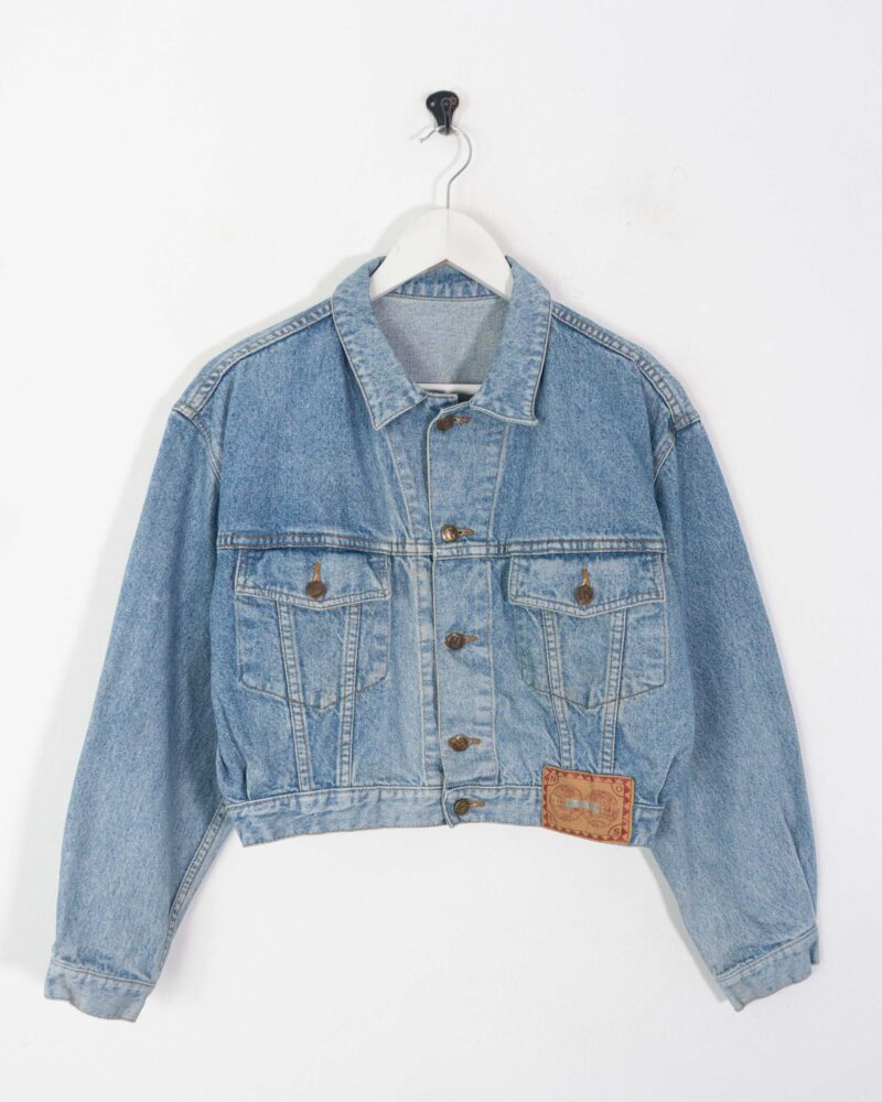 Vintage 90s woman crop denim jacket M - Imagen 2