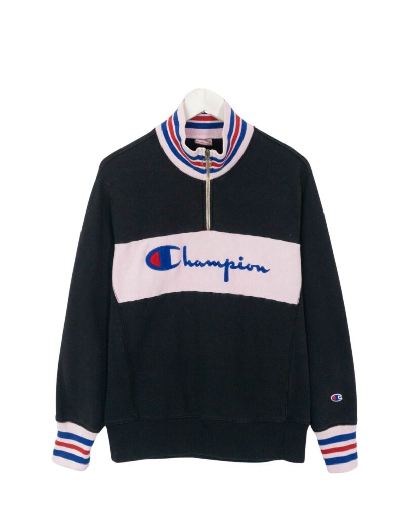 Champion navy/white 1/4 zip sweatshirt L