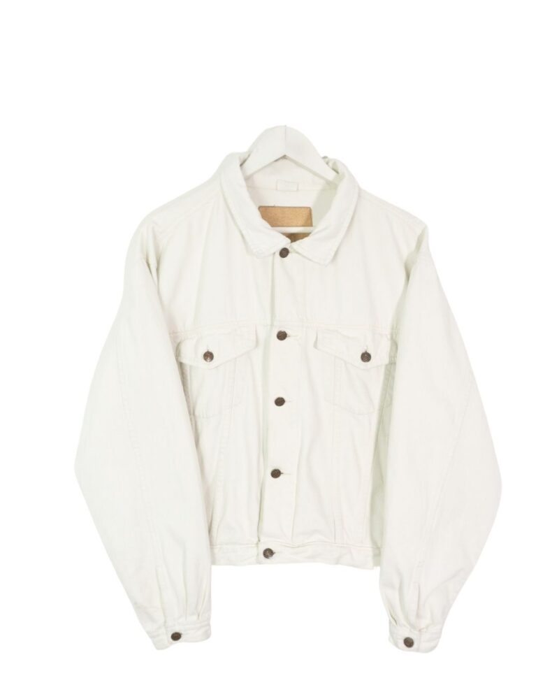 Vintage 90s denim white jacket L