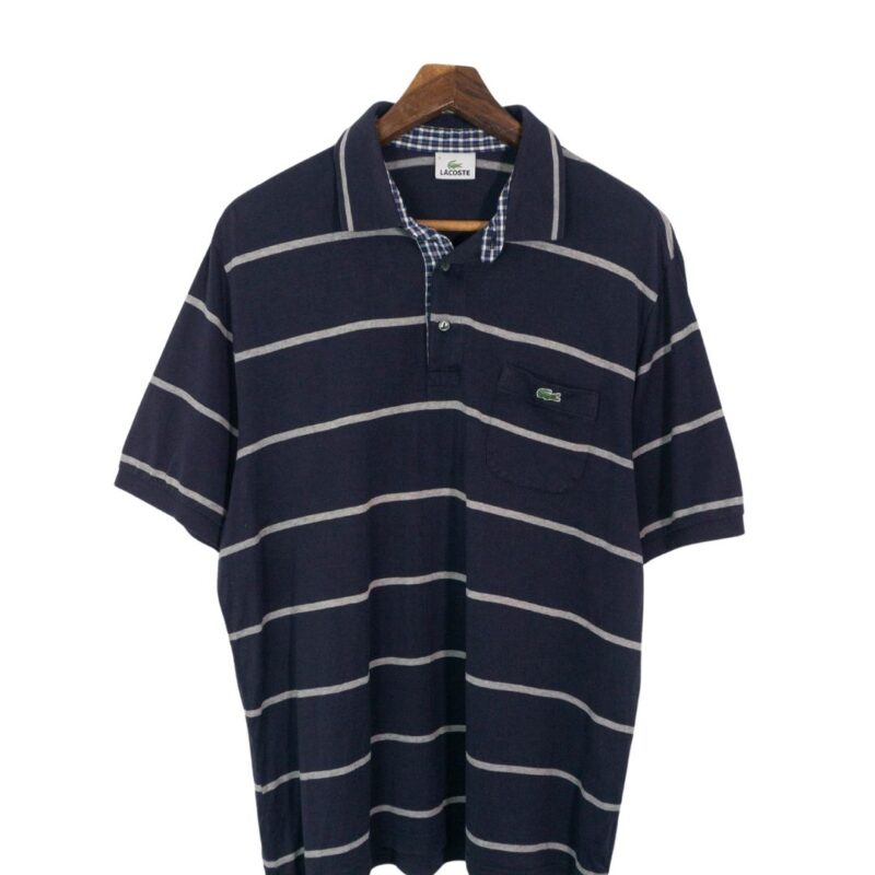 Lacoste vintage 00s navy stripes polo S