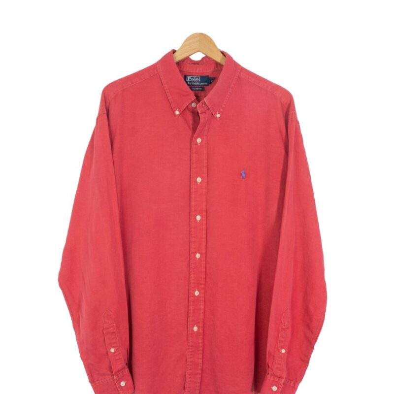 Ralph Lauren vintage 00s linen/silk red shirt XL