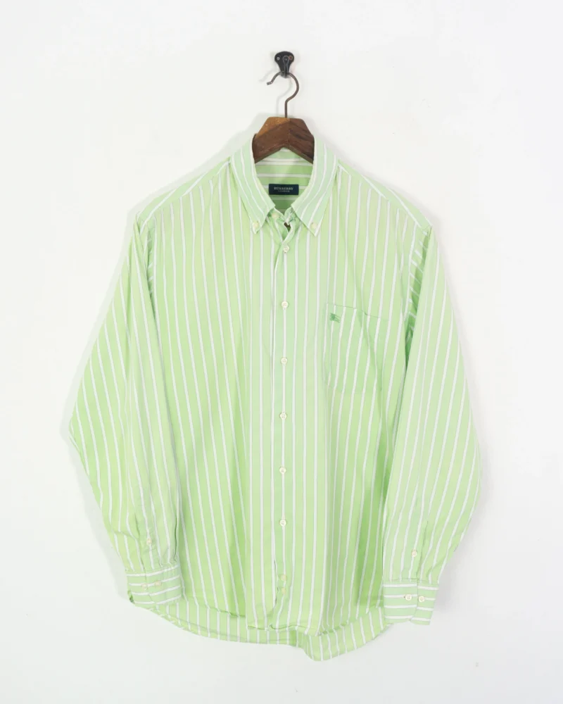 Burberrys vintage 00s green stripes shirt L - Imagen 2