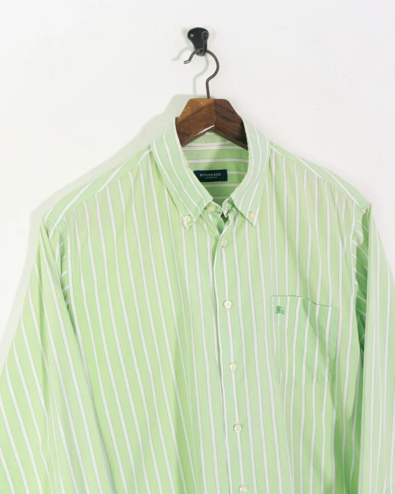 Burberrys vintage 00s green stripes shirt L - Imagen 3