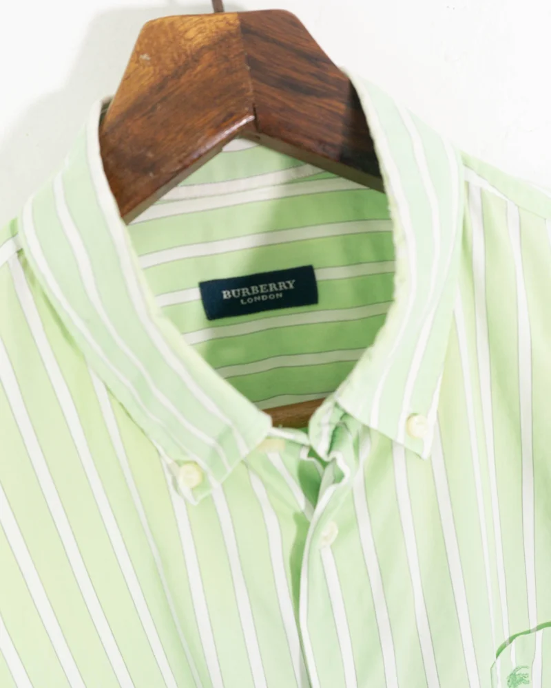 Burberrys vintage 00s green stripes shirt L - Imagen 4
