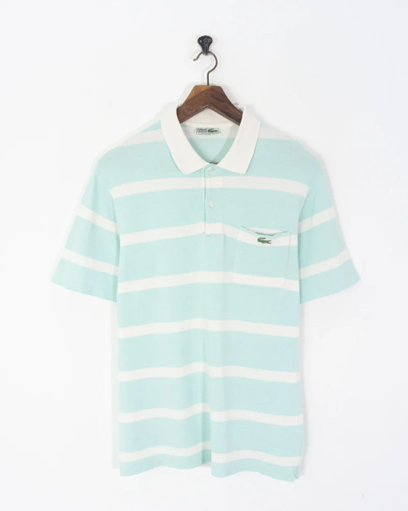 Lacoste vintage 90s blue/white polo L - Imagen 2