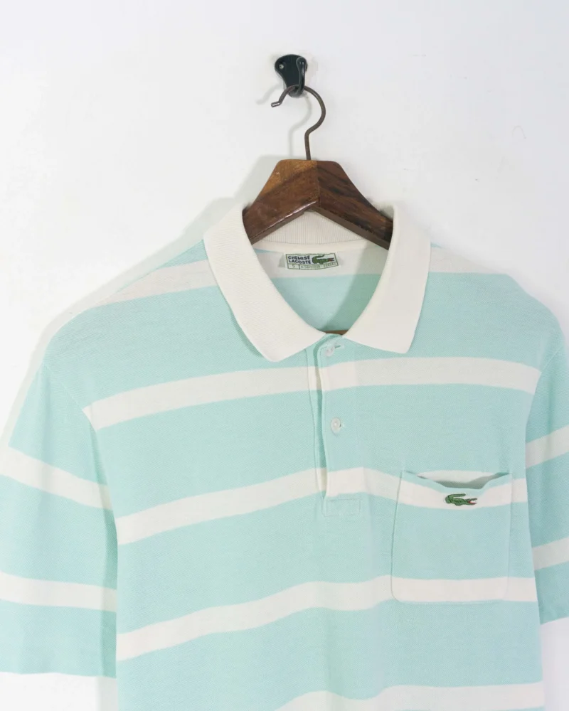 Lacoste vintage 90s blue/white polo L - Imagen 3