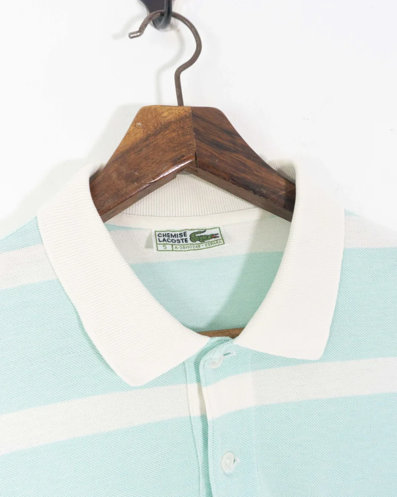 Lacoste vintage 90s blue/white polo L - Imagen 4