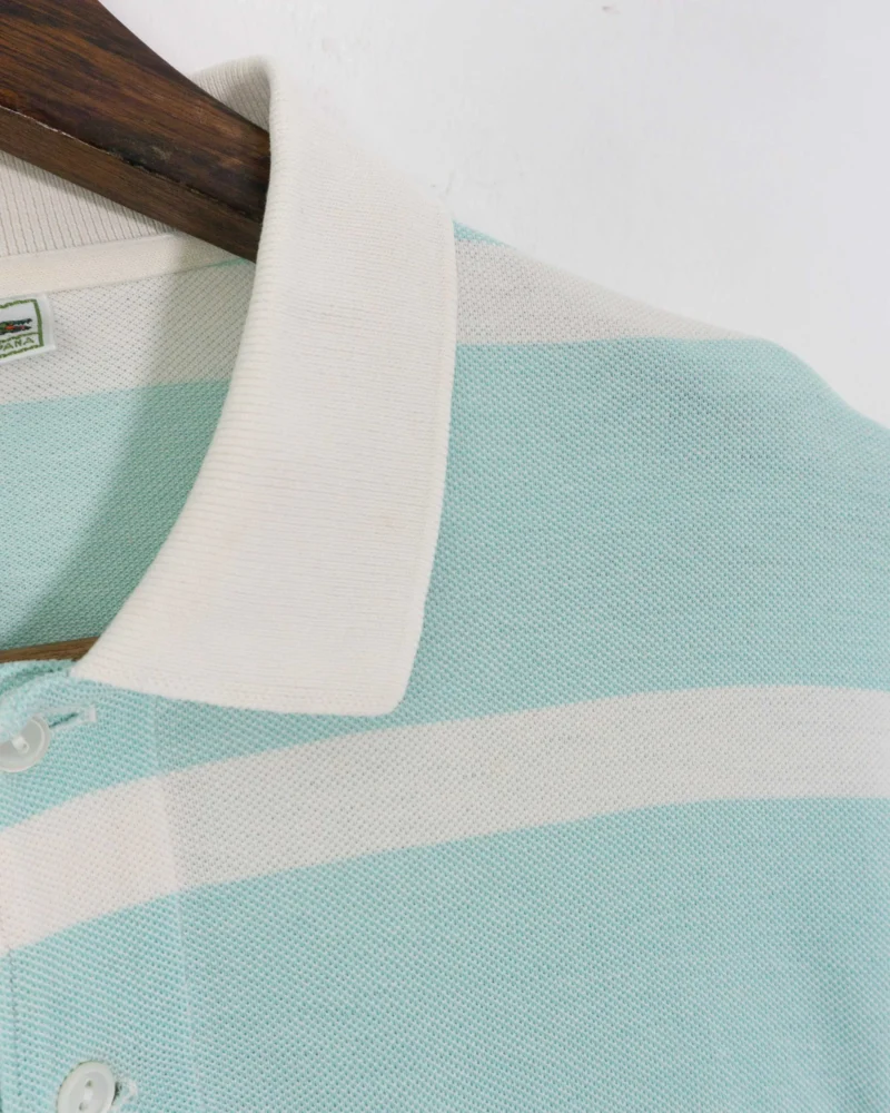 Lacoste vintage 90s blue/white polo L - Imagen 5