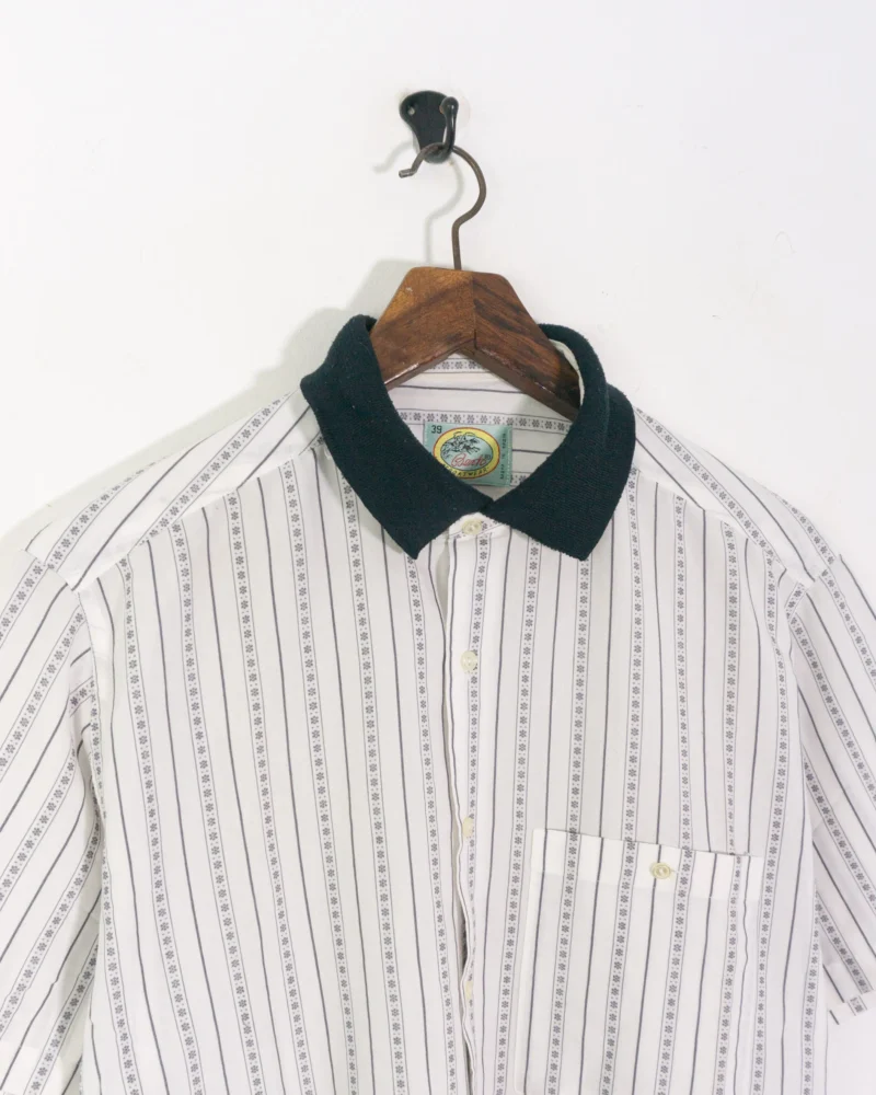 Vintage 90s white stripes shirt M - Imagen 3