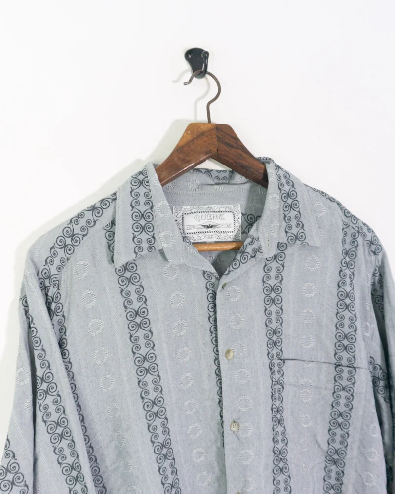 Quenk vintage 90s grey stripes shirt XL - Imagen 3