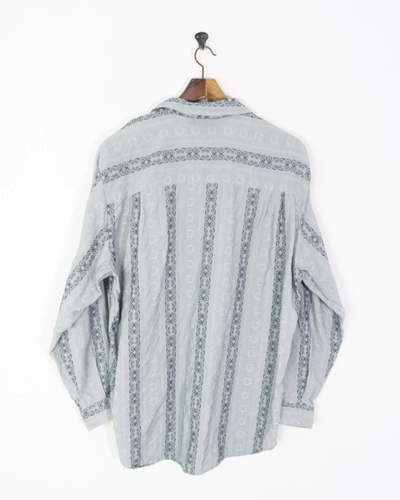 Quenk vintage 90s grey stripes shirt XL - Imagen 4