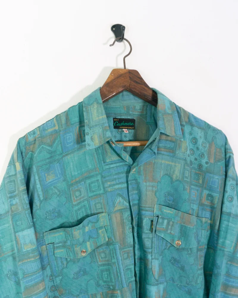 Cashmere vintage 90s green shirt L - Imagen 3