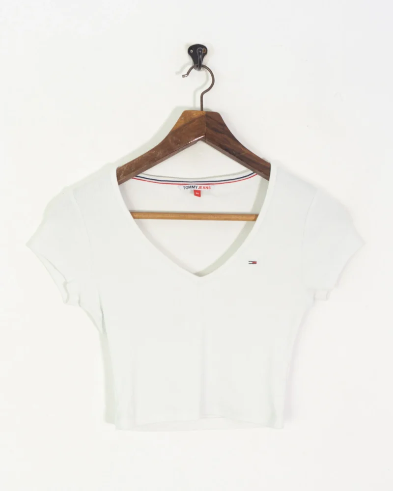 Camiseta crop blanca Tommy Hilfiger XS - Imagen 2