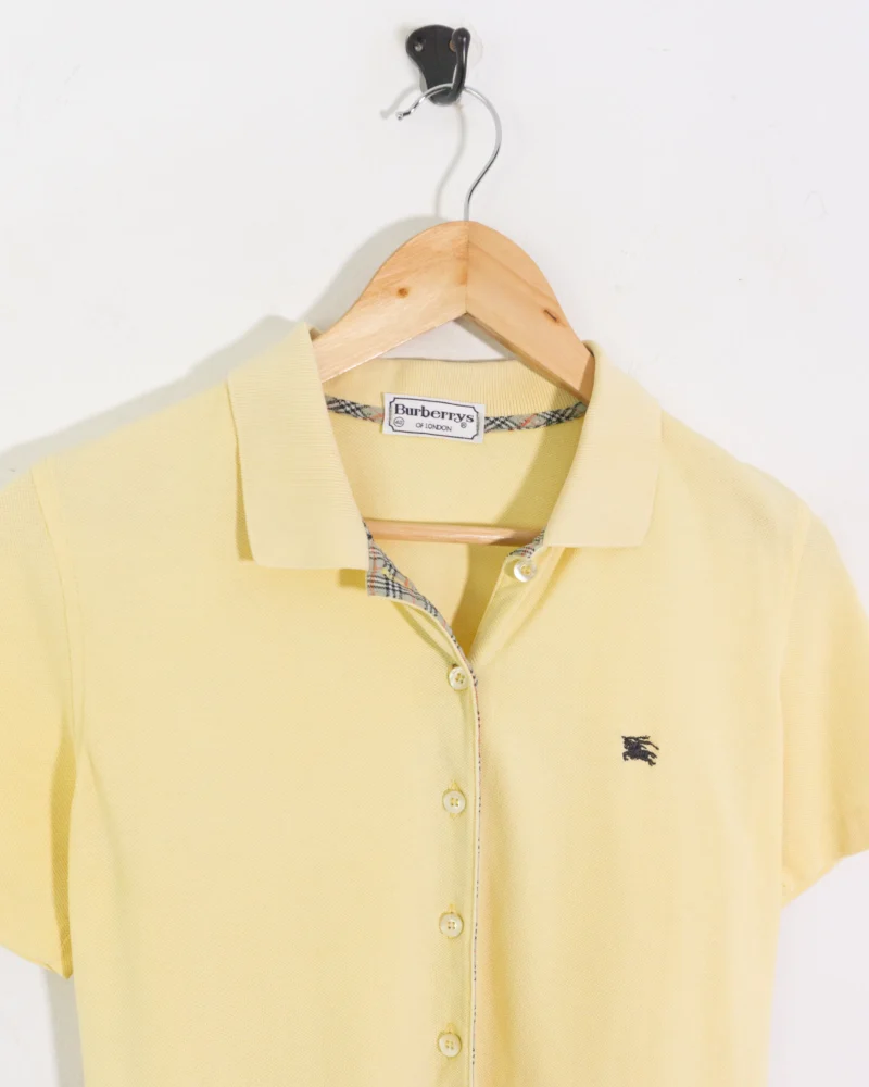 Camisa de algodón Burberrys vintage 90s amarilla 40 - Imagen 3
