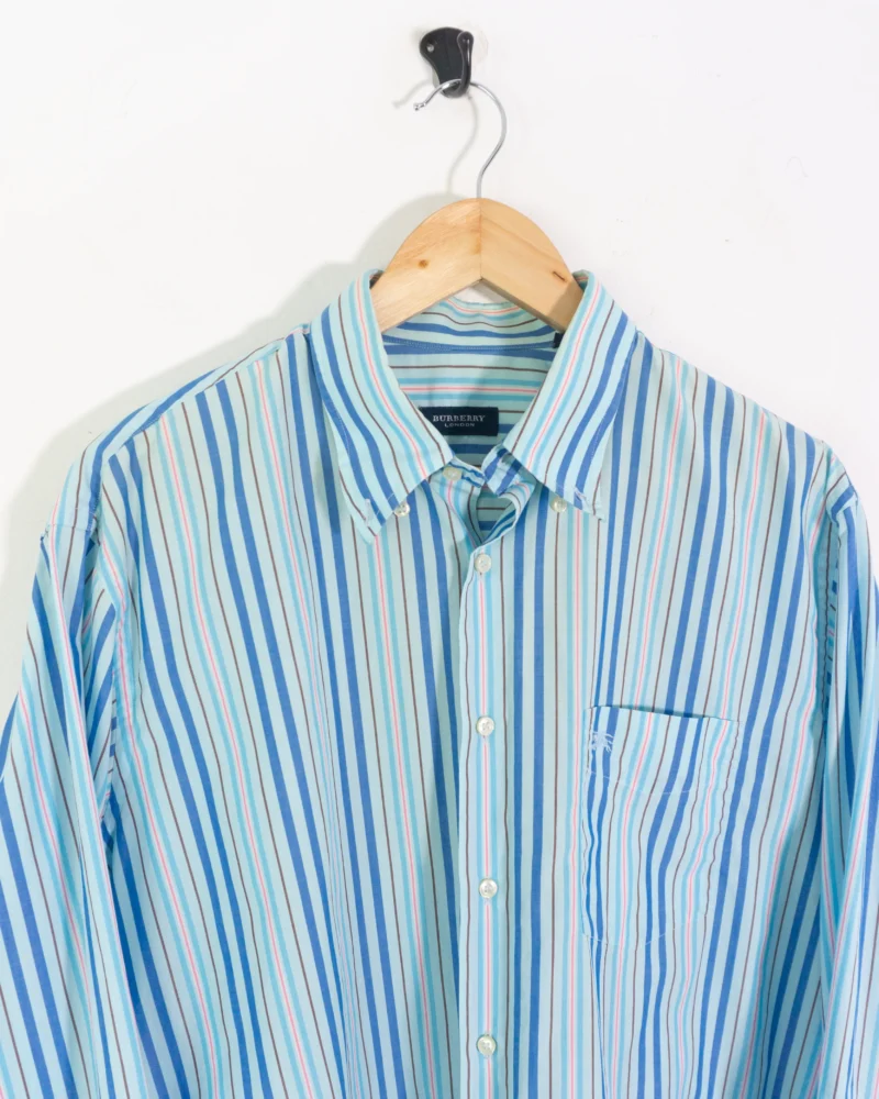 Camisa de rayas Burberrys vintage 00s azul L - Imagen 3