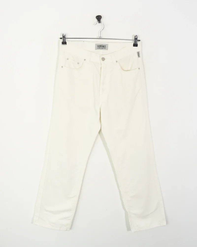 Pantalón blanco Versace vintage 90s 46 - Imagen 2