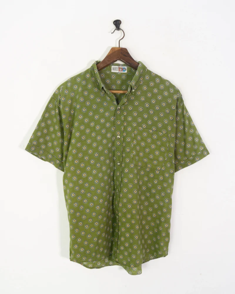 Camisa vintage 90s verde estampada M - Imagen 2
