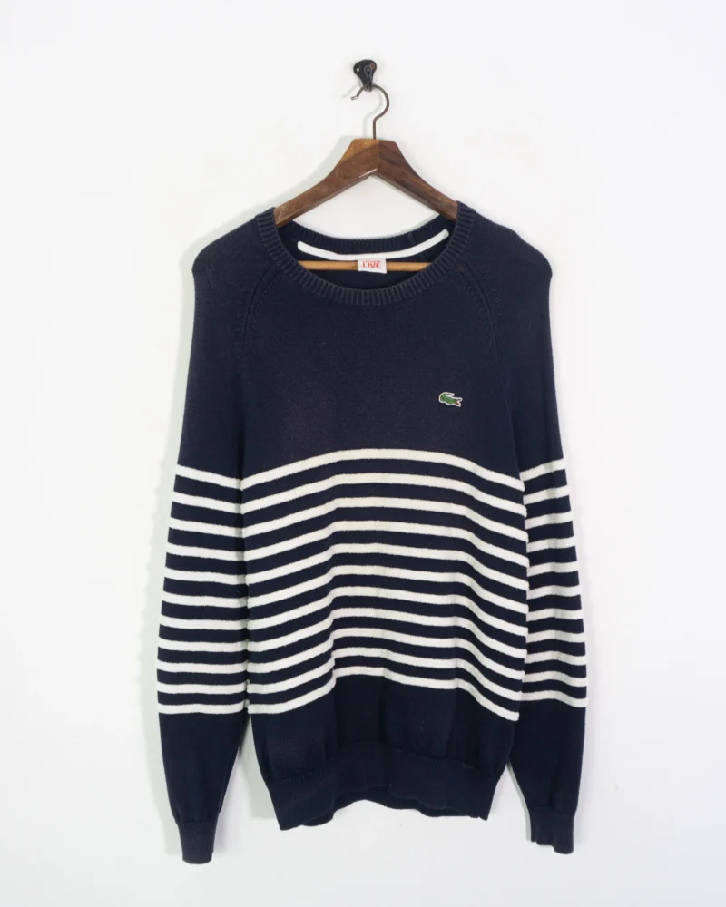 Jersey Lacoste vintage 00s azul marino/blanco XL - Imagen 2