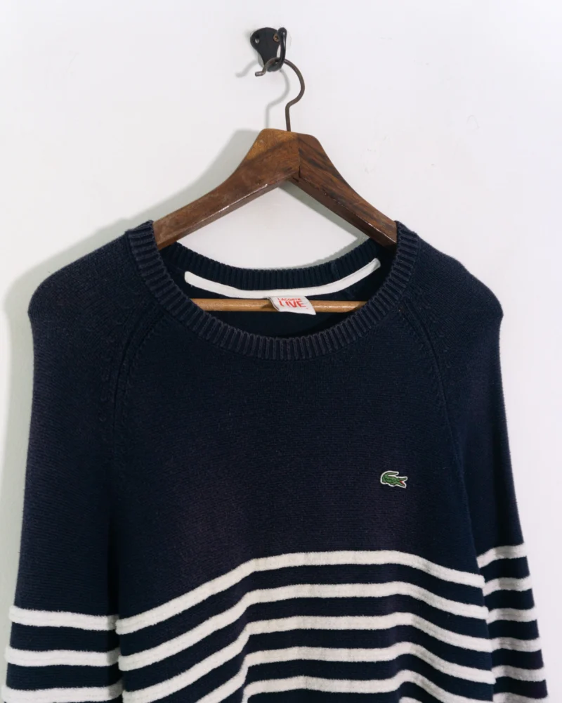 Jersey Lacoste vintage 00s azul marino/blanco XL - Imagen 3