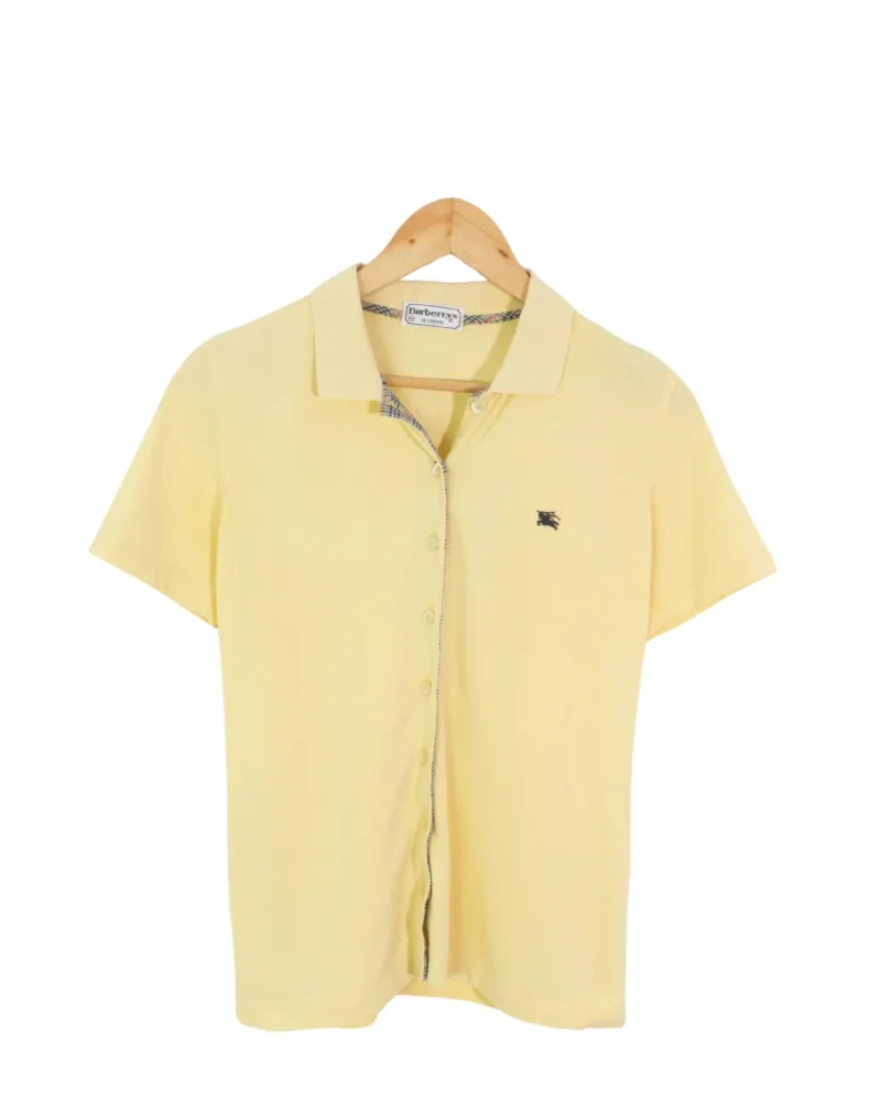 Camisa de algodón Burberrys vintage 90s amarilla 40