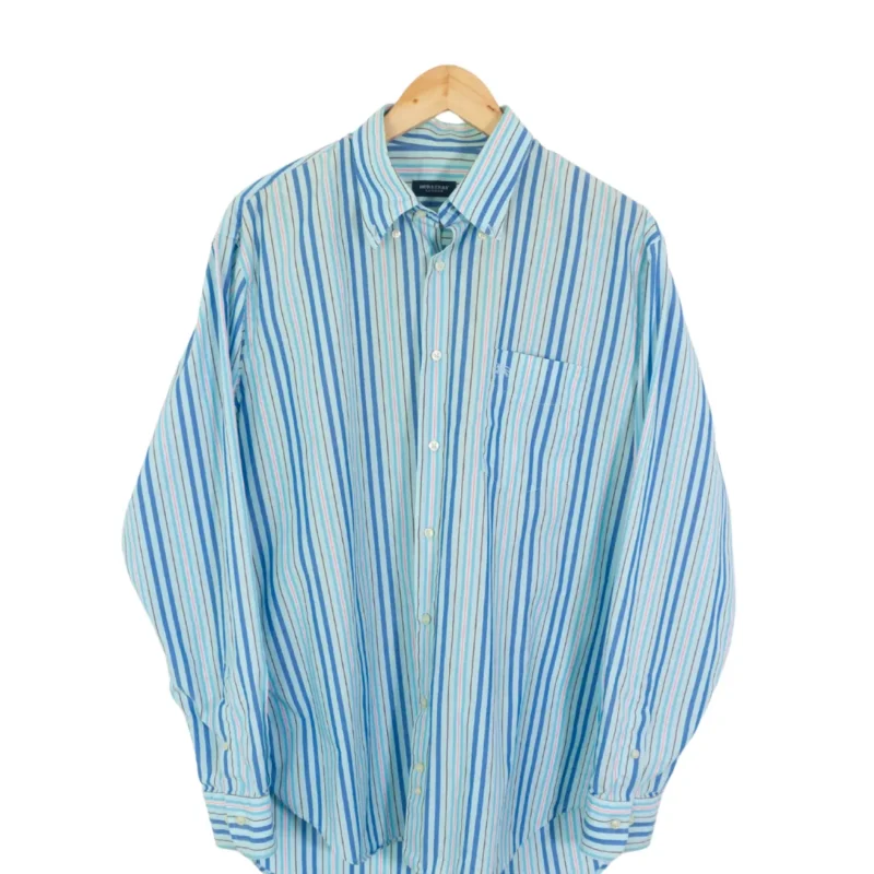 Camisa de rayas Burberrys vintage 00s azul L