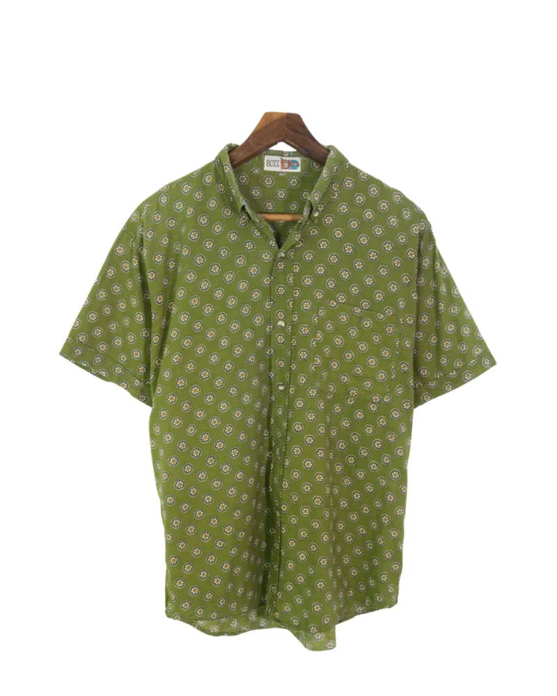 Camisa vintage 90s verde estampada M