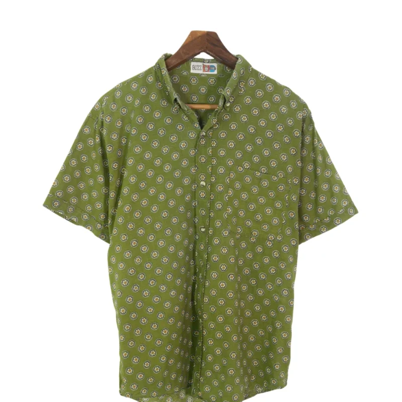 Camisa vintage 90s verde estampada M