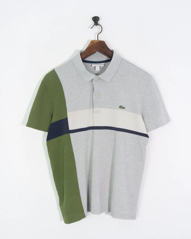 Polo Lacoste gris/verde/blanco M - Imagen 2