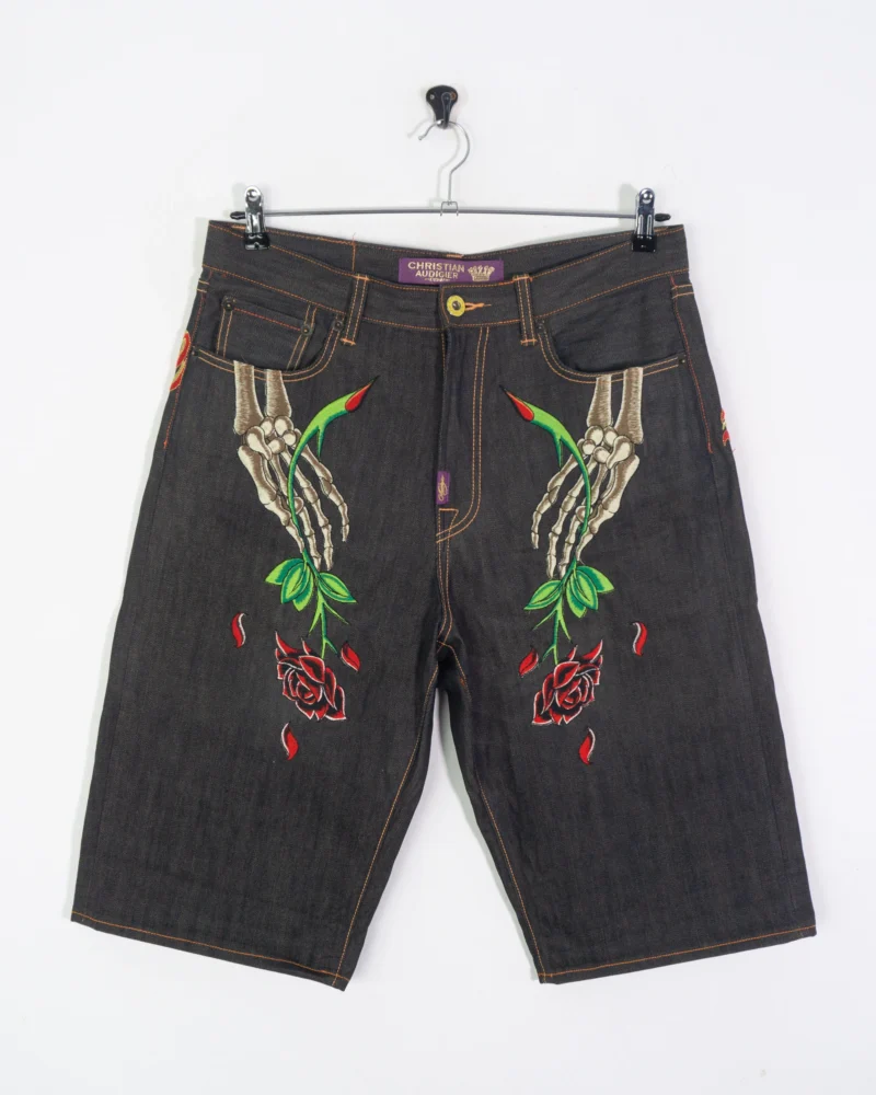 Jorts vaquero Christian Audigier bordado Y2K XL - Imagen 2