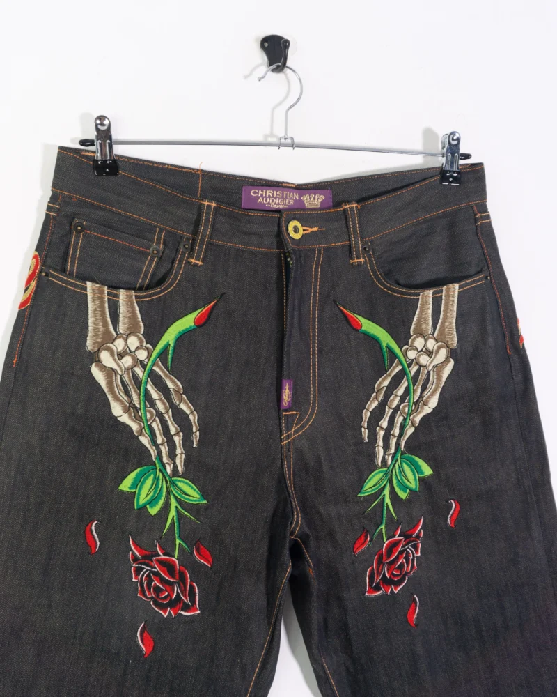 Jorts vaquero Christian Audigier bordado Y2K XL - Imagen 3