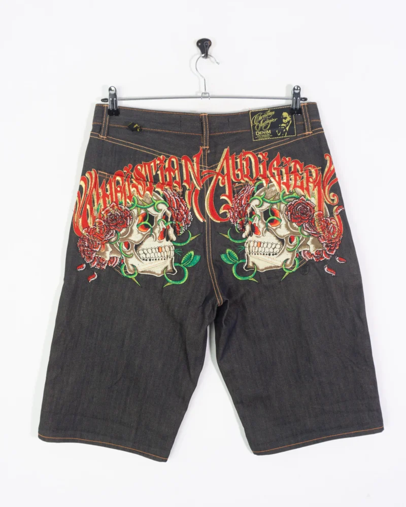Jorts vaquero Christian Audigier bordado Y2K XL - Imagen 4
