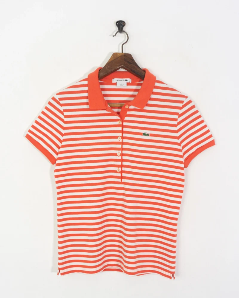 Polo Lacoste mujer de rayas rojo/blanco 40 - Imagen 2