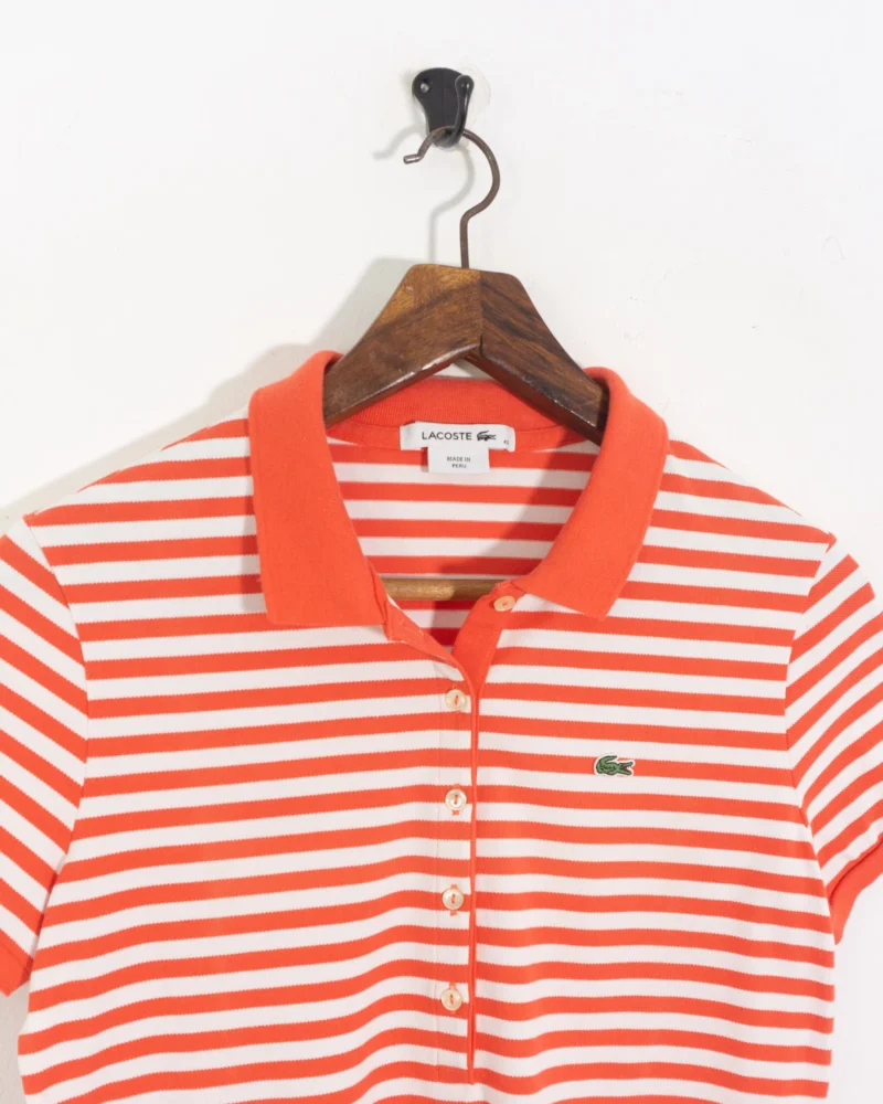 Polo Lacoste mujer de rayas rojo/blanco 40 - Imagen 3