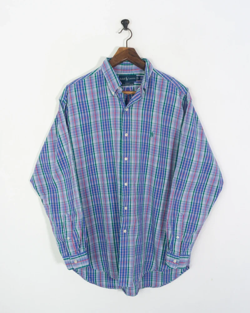 Camisa de cuadros Ralph Lauren vintage 90s azul L - Imagen 2
