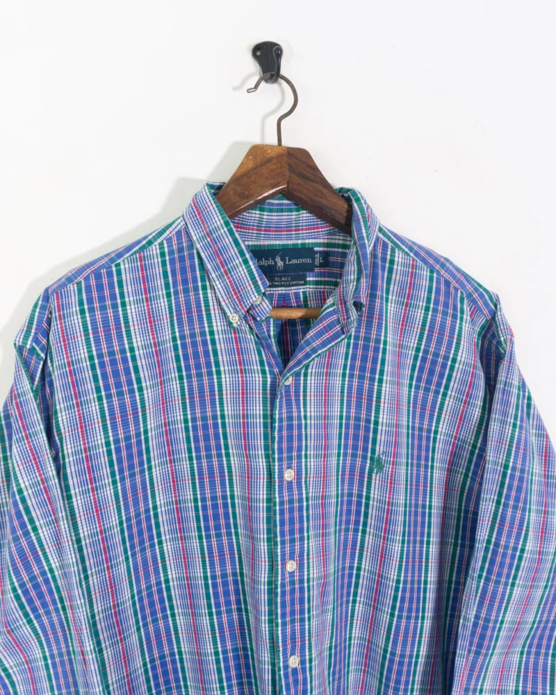 Camisa de cuadros Ralph Lauren vintage 90s azul L - Imagen 3