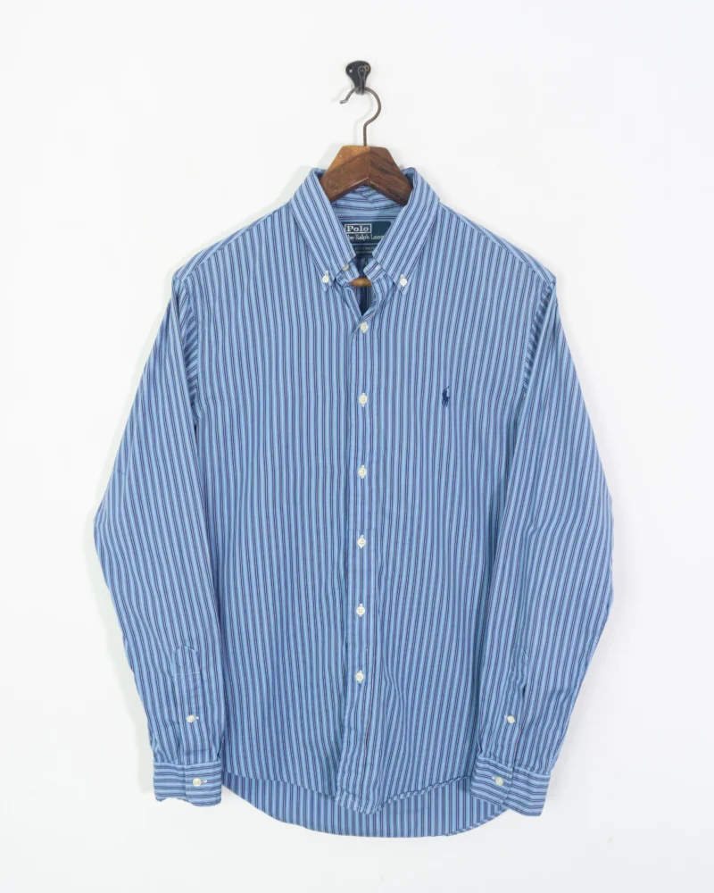 Camisa de rayas Ralph Lauren vintage 00s azul M - Imagen 2