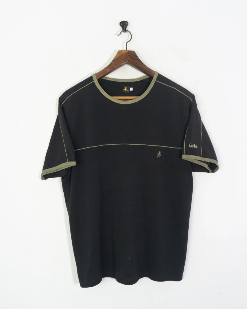 Camiseta Lois vintage 00s negro/marrón M - Imagen 2