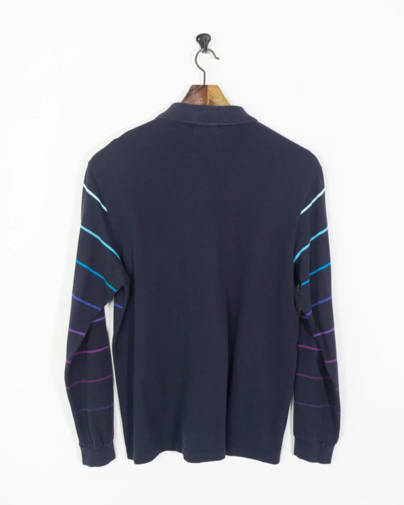 Polo manga larga de rayas lacoste vintage 00s azul marino M - Imagen 4