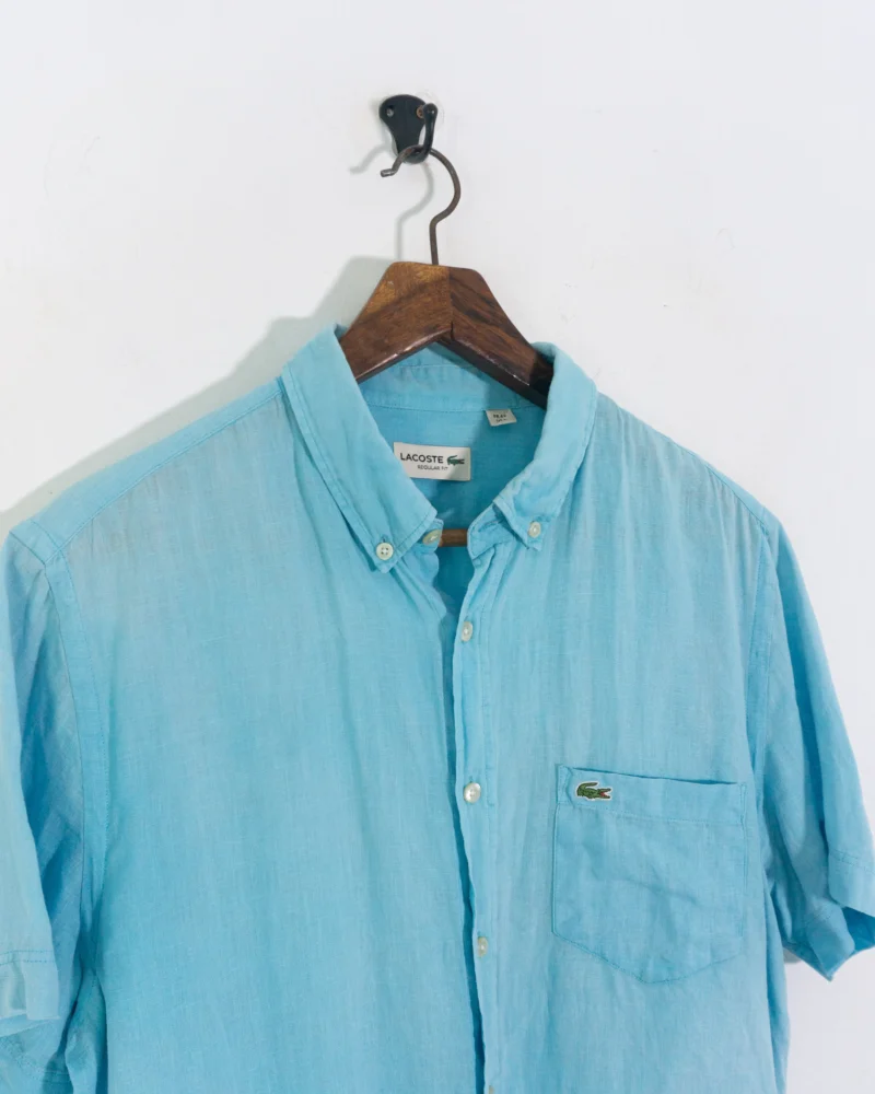 Camisa de lino Lacoste azul L - Imagen 3