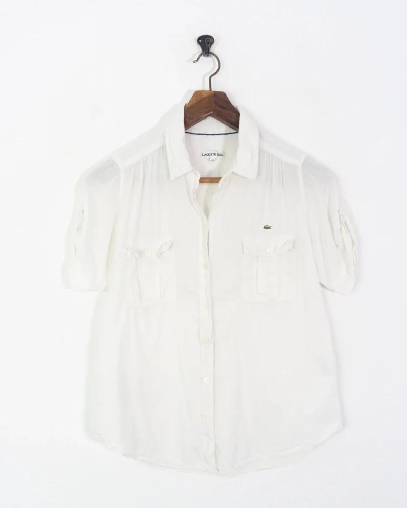 Camisa de lino mujer Lacoste blanca 42 - Imagen 2