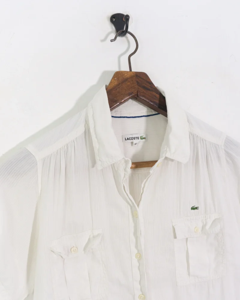Camisa de lino mujer Lacoste blanca 42 - Imagen 3