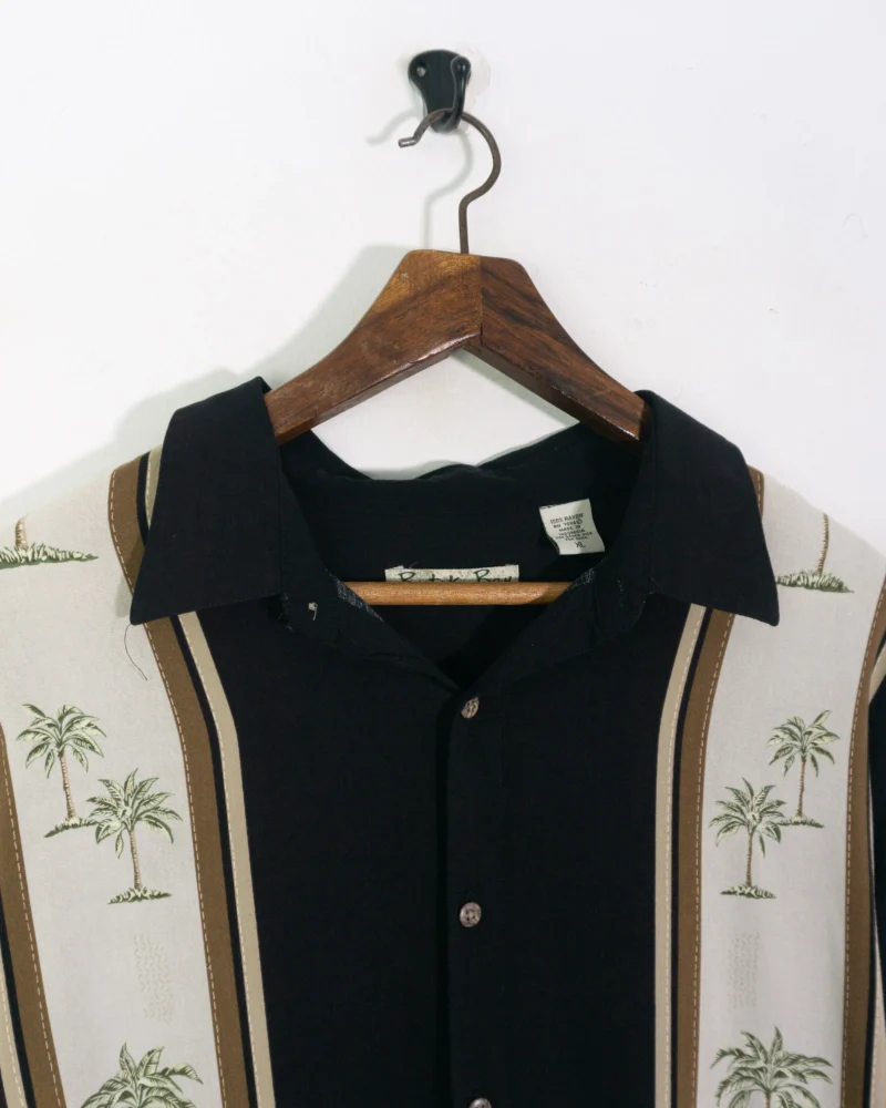 Camisa rayón vintage 00s negro/beige XL - Imagen 3