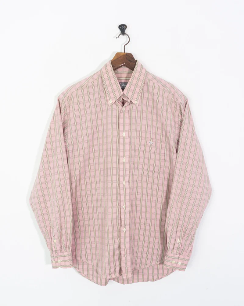 Camisa de cuadros algodón Lacoste vintage 00s marrón 40 - Imagen 2