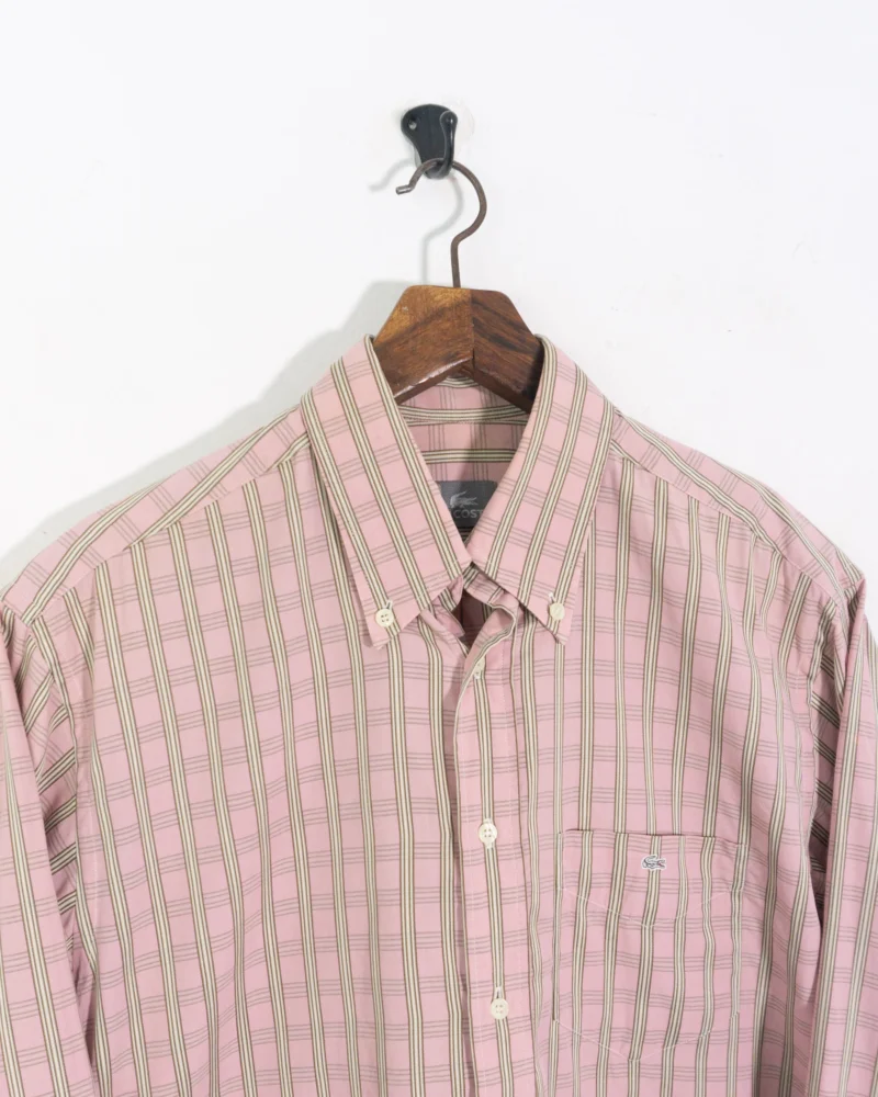 Camisa de cuadros algodón Lacoste vintage 00s marrón 40 - Imagen 3