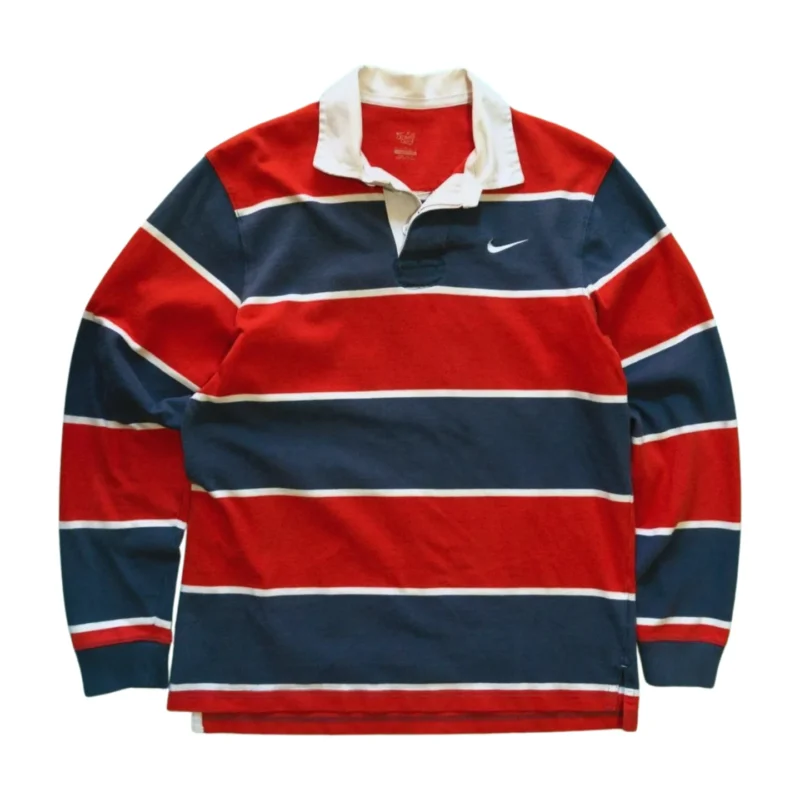 Polo manga larga de rayas Nike azul marino/ rojo L