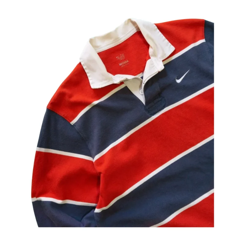 Polo manga larga de rayas Nike azul marino/ rojo L - Imagen 2