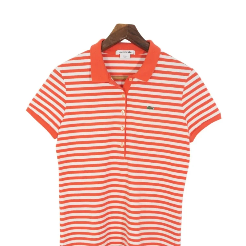 Polo Lacoste mujer de rayas rojo/blanco 40