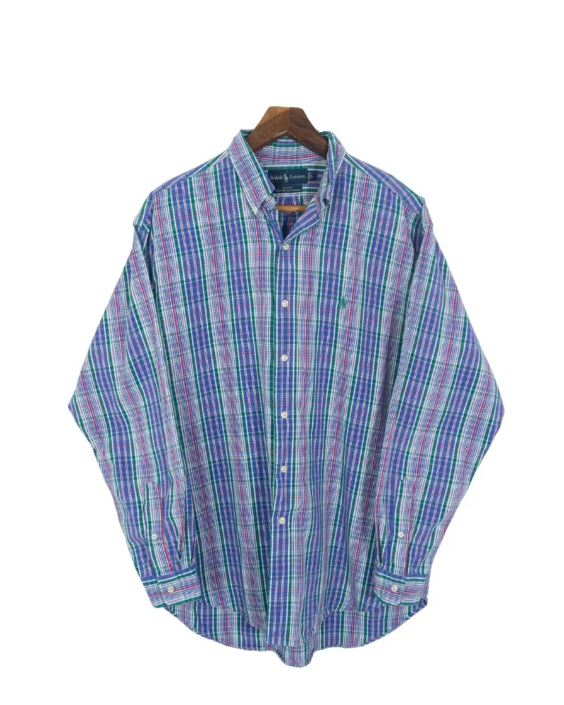 Camisa de cuadros Ralph Lauren vintage 90s azul L