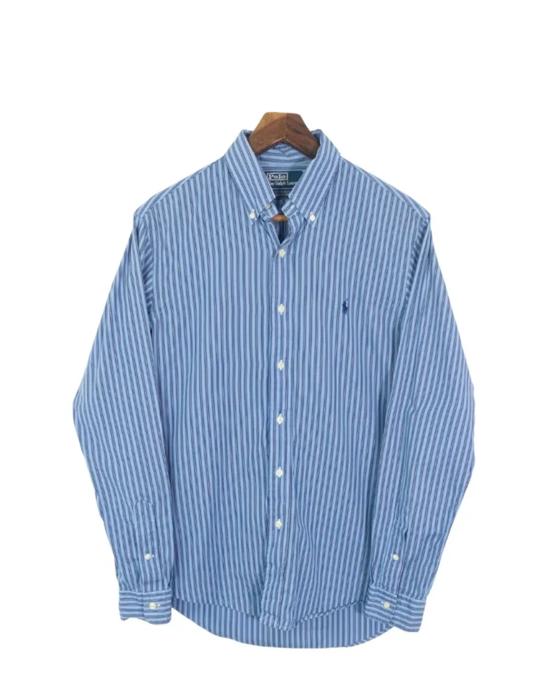 Camisa de rayas Ralph Lauren vintage 00s azul M